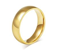 VNOX Personalized Custom 6mm Width Gold Plated Stainless Steel Simple Band Ring Wedding Band Ring for Women Men,Free Engraving,Size V 1/2