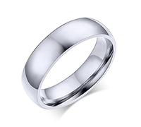 VNOX Personalized Custom 6mm Width Stainless Steel Simple Band Ring Wedding Band Ring for Women Men,Free Engraving,Size N 1/2