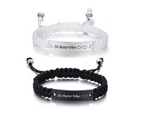 VNOX Personalized Customize Name Date Quote Friendship Love Couple Bracelet Handmade Braided Rope Bracelet Anniversary Christmas Gift for Him and Her,Adjustable, 8.9 inches, Stainless Steel, Lava