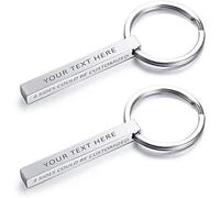VNOX Personalized Customized Couples BFF Brothers Sisters Family Partner Keychains 4 Sides Name 3D Vertical Cuboid Bar Key Chain Luggage/Bag Accessories,Free Engraving