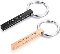 VNOX Personalized Customized Couples BFF Brothers Sisters Family Partner Keychains 4 Sides Name 3D Vertical Cuboid Bar Key Chain Luggage/Bag Accessories,Free Engraving