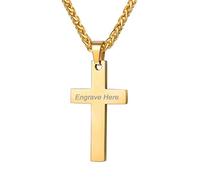 VNOX Personalized Customized Men's Women's Stainless Steel Set 2/3/4/5 Simple Plain Cross Pendant Necklace/316L Stainless Steel Rolo Chain 60cm,Christmas/Birthady Gift