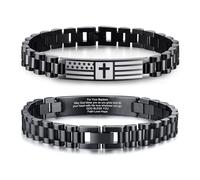 VNOX Personalized Religious Jewelry-Engraved Inspirational Christian Faith Bible Verse Quote Wristbands Elegant Link Bracelet Encouragement Gift,Cassic Watch Band Strap Design, Baptism, no gemstone