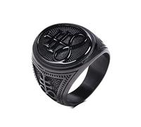 VNOX Satanic Signet Rings for Men, Church of Satan Leviathan Cross Finger Ring, Size R1/2, Talisman Black Gothic Wiccan Evil Sigil Amulet Jewellery