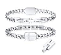VNOX Silver Cross Bracelets for Men, Cool Mens Stainless Steel Metal Chain Link Jesus Christian Bracelet for Men, Religous Faith Jewelry Baptism Easter Confirmation Christmas Gifts Ideas for Men Teen