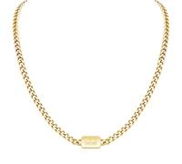 VNOX Silver/Gold/Black Initial Necklace for Men - A-Z Letter Necklaces Cuban Link Chain Pendant Neckless for Mens Womens Valentines Day Christmas Birthday Jewelry Gift, E, Gold, No Gemstone