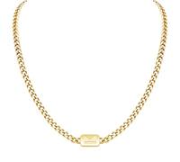 VNOX Silver/Gold/Black Initial Necklace for Men - A-Z Letter Necklaces Cuban Link Chain Pendant Neckless for Mens Womens Valentines Day Christmas Birthday Jewelry Gift, K, Gold, No Gemstone