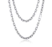 VNOX Silver Paperclip Necklace for Men, 7mm Solid Diamond-Cut Chunky Stainless Steel Anchor Link Chain Mens Necklaces Jewelry Gifts for Men Dad Boyferiend, 18/20/22/24 Inchs, no gemstone