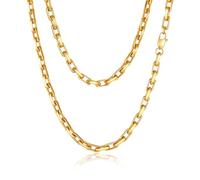 VNOX Silver Paperclip Necklace for Men, 7mm Solid Diamond-Cut Chunky Stainless Steel Anchor Link Chain Mens Necklaces Jewelry Gifts for Men Dad Boyferiend, 18/20/22/24 Inchs, no gemstone