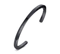 VNOX Viking Jewelry - Nordic Runes Amulet Bracelet Mobius Cuff Bangle for Men & Women, Stainless Steel, Diameter 70mm, Black