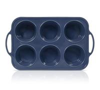 Vnray Jumbo Silicone Muffin Pan with Metal Frame, Non Stick Silicone Cupcake Pan with Handles 6 Cup, BPA Free Silicon Muffin Tin Tray Extra Large for baking, egg bites, Cupcake Mold Grey
