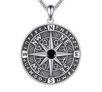 VNRIOW Compass Jewelry for Men - 925 Sterling Silver Compass Pendant Necklace Inspirational Gift Jewelry Gifts for Women Men, Sterling Silver, Cubic Zirconia