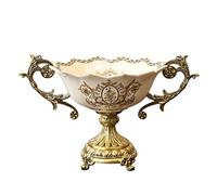 VNsdSD Binaural Ceramic Dried Fruit Plate with High Pedestal,Snacks Candy Storage Tray Decorative Bowls,Desktop Display Stand(Orange)