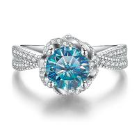 VNsdSD Moissanite Wedding Bands for Women 1ct Round Cut D Color VVS1 Blue/Purple/Pink Diamond Ring Engagement Rings with Certificate(Navy Blue,5)