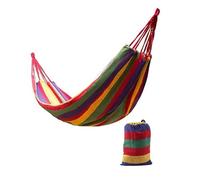 VNSMM Outdoor Camping Accessories Hammock Outdoor Hammock Garden Travel Sports Home Camp Swing Canvas Stripe Hang Bed Double Hammock Single People Camping Hammock(Red 100x240CM)