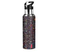 Vnurnrn Art Math Formulas Mathematical Physics Insulated Water Bottle with Straw Sport Stainless Steel Vacuum Flask BPA Free Travel Mug