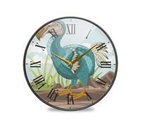Vnurnrn Dodo Wild Duak Wall Clock Round Plate Silent Non Ticking Circular Clock for Kitchen Home Office School Kid Boys Girls Decor
