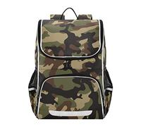 Vnurnrn Green Army Camouflage Black Backpack for Kids Boy Girl Bookbag for Middle School Laptop Daypack Shoulder Bag