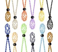 VNVETYTO 12 PCS Crystal Cage Necklace Holder Cord Empty Stone Holder Replacement Hand-Woven Necklace Cord with Adjustable Length, Cord, No Gemstone