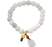 VNVFJKLO Bracelets, Natural Gemstone Bracelet Emerald Jade 8Mm Crystal for Women Leaf Pendant Charm Lucky Amulet Attract Wealth Fortune(Green)