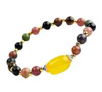 VNVFJKLO Bracelets, Natural Tourmaline Red Agate Bracelet Citrine AmethystLove 7 Talisman Prosperity Money Luck 2023 New Luxury Vacation Jewelry(Citrine)