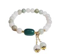 VNVFJKLO Bracelets, White Agate Wealth Bracelet Crystal Amulet Lucky Ward Off Evil Spirits Talisman for Prosperity Money Good Luck,Red(Green)