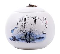 VNVFJKLO Pet Urn， Pet Ashes Urn, Ceramic Keepsake Urns, with Beautiful Hand-painted Landscape Paintings, Containers for(White a)