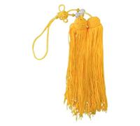 VNVFJKLO tassels, With Thin Strands and White or Transparent Beads Tai Chi Martial Arts Sword Spike Fringe Tassel Pendant Accessories(Yellow)