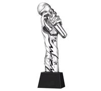 VNVFJKLO Trophy, Creative Microphone Trophy for Best Singer - First Place Award for Singing Competitions Gold, Silver, and Bronze Options(Silver)