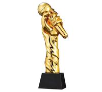 VNVFJKLO Trophy, Creative Microphone Trophy for Best Singer - First Place Award for Singing Competitions Gold, Silver, and Bronze Options(Gold)