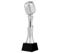 VNVFJKLO Trophy, Gold, Silver, and Bronze Microphone Trophy - Awards Singing Music for Best Singer Competition(Silver)