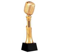 VNVFJKLO Trophy, Gold, Silver, and Bronze Microphone Trophy - Awards Singing Music for Best Singer Competition(Gold)