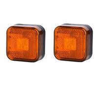 VNVIS 2 x Orange Square LED Outline Side Marker E-marked Lights with Integrated Reflector Truck Trailer Motorhome Chassis Lorry Camper Caravan