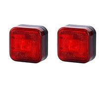 VNVIS 2 x Red Square LED Outline Rear Tail Marker E-marked Lights with Integrated Reflector Truck Trailer Motorhome Chassis Lorry Camper Caravan