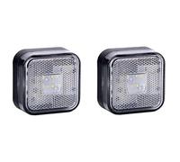 VNVIS 2 x White Square LED Outline Front Marker E-marked Lights with Integrated Reflector Truck Trailer Motorhome Chassis Lorry Camper Caravan