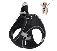 Vnvnvnv Small Cat Dog Harness, Escape Proof Reflective Step-in Vest Harness, Breathable Mesh Soft Vest Harnesses with Safety Buckle, Adjustable for Extra Small Dogs, Puppy, Kitten and Cats (Black, M)