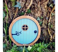 VNVPRM Fairy Garden Door for Trees, Outdoor & Trunk, Mini Fairy Garden Sculpture, Lawn Ornament Decor, Blue
