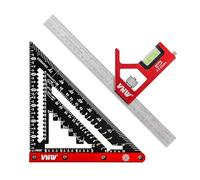 VNW Heavy Duty Rafter Square Set, 7in Carpenter Square and 12in Combination Angles Ruler, Woodworking Square Ruler, Woodworking Pencils, Aluminum Combination Square.