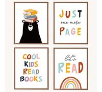 VNWEK Boho Classroom Decor, Boho Style Wall Art Posters, Set of 4 Unframed 8”X10” Reading Posters For Classroom, Bedroom, Dining Room, Kids Room