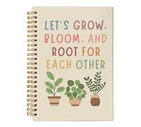 VNWEK Boho Inspirational Plant Spiral Notebook Journal 5.5x8.3 Inch, Positive Affirmation Journal for Kids, Let's Grow Root for Each Other Lined Hardcover Spiral Notebook