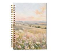 VNWEK Pastel Wildflower Rustic Spiral Notebook Journal 5.5x8.3 Inch, Cottagecore Floral Mountain Journal, Countryside Nature Landscape Lined Hardcover Spiral Notebook