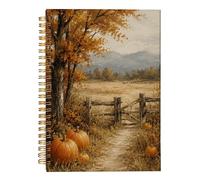 VNWEK Rustic Fall Scenery Spiral Notebook Journal 5.5x8.3 Inch, Autumn Pumpkin Forest Meadow Journal, Cottagecore Fall Countryside Landscape Lined Hardcover Spiral Notebook