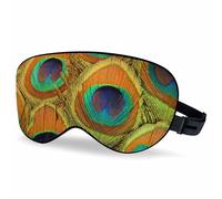 Vnwoalu Colorful Peacock Feathers Sleep Eye Mask Big Bird Feather Men Women Sleep Mask with Adjustable Strap Eye Cover Eye Shade for Travel, Nap,Meditation