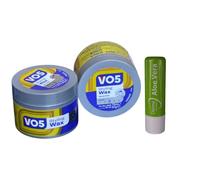 Vo5 Styling Wax 75mL Twin Pack | long lasting controlled hold,Without the crunchy feel of a gel. Hold Level: 3/5 | Travel Size | With Free Aloe Vera Lip Balm