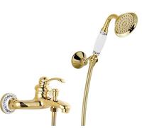 VOAAJKBFB Bathtub Faucets Luxury Crystal Gold Bathroom Faucet Mixer Tap Wall Mounted Hand Held Telephone Type Shower Sets(HSQHD1-G)