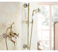 VOAAJKBFB Bathtub Faucets Luxury Crystal Gold Bathroom Faucet Mixer Tap Wall Mounted Hand Held Telephone Type Shower Sets(HSQHA3-G)
