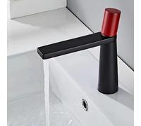 VOAAJKBFB Brass Bathroom Faucet Deck Mounted Mixer Wash Basin Hot and Cold Water Minimalist Personality Creative Taps(Black Red Short)
