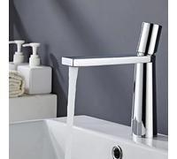 VOAAJKBFB Brass Bathroom Faucet Deck Mounted Mixer Wash Basin Hot and Cold Water Minimalist Personality Creative Taps(Chrome Short)