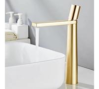 VOAAJKBFB Brass Bathroom Faucet Deck Mounted Mixer Wash Basin Hot and Cold Water Minimalist Personality Creative Taps(Brushed Gold Tall)
