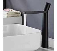 VOAAJKBFB Brass Bathroom Faucet Deck Mounted Mixer Wash Basin Hot and Cold Water Minimalist Personality Creative Taps(Black Tall)